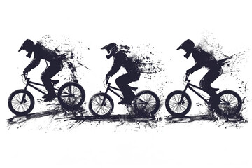 Obraz premium Silhouetted BMX Riders Blurring Through Time