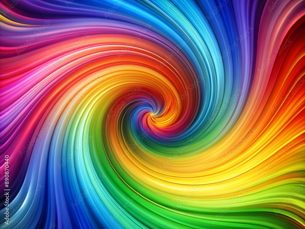 Poster Vibrant smooth gradient of rainbow colors in a mesmerizing swirl design creates a stunning abstract background with a hypnotic and futuristic visual appeal.