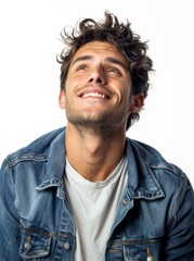 Obraz premium Portrait of handsome smiling young man with folded arms isolated white PNG, Joyful cheerful casual businessman with crossed hands studio shot, Generative AI
