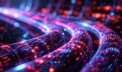 High speed big data flowing trough virtual cables, Database funnel information processing concept, Generative AI