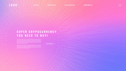 Landing page abstract design with expansion of line element. Template for website or app with tentacle shape.