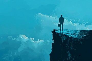 Silhouette of business man following his ambitions, Generative Ai illustration, Generative AI