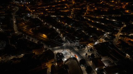 Night shot from above of a small Italian town