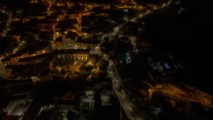 Night shot from above of a small Italian town