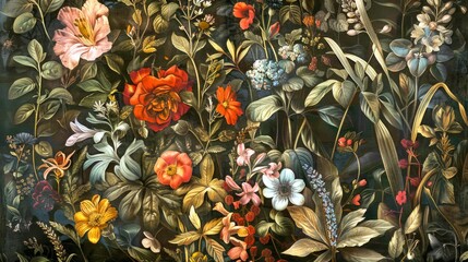 Beautiful and colorful floral art. A delightful, vibrant mix of flowers in full bloom. Perfect for backgrounds, design projects, and home decor. Artistic, elegant, and visually appealing. AI
