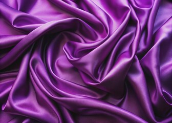 Obraz premium Vibrant purple silk fabric with intricate folds and smooth texture, showcasing its luxuriousness and elegance, ideal for high-end fashion and textile designs.