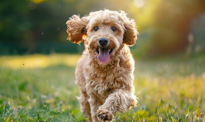 happy healthy dog in park, Generative AI