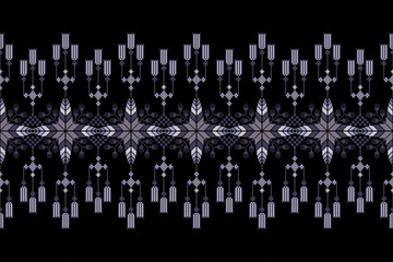 Geometric floral pattern background vector illustration.flower ethnic pixel pattern,Aztec style,abstract background.design for texture,fabric,clothing,decoration,print,sarong.