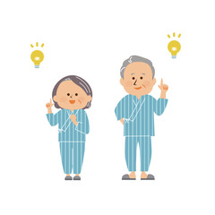 健康診断　検査着を着たシニアカップルのかわいいイラスト