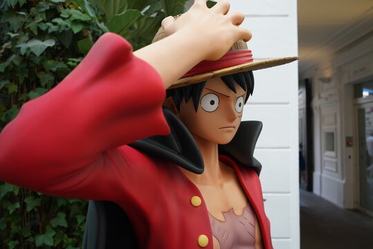 Paris FRance 07 07 2024 :huge One Piece character action figure
