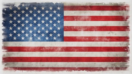 Fototapeta premium Simple and modern American flag design with a clean white background, ample copy space, and a subtle texture, perfect for Independence Day celebrations and patriotic themes.