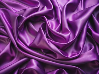 Fototapeta premium Richly textured purple silk fabric softly folds and drapes, creating a luxurious, regal, and sophisticated abstract background with subtle sheen and gentle wrinkles.
