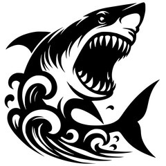 Silhouette of a vicious shark