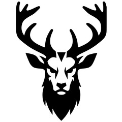 Silhouette of angry deer face