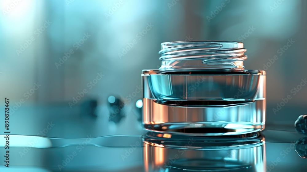 Aufkleber a close-up view of a glass jar sitting on a table
