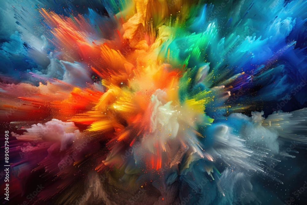 Aufkleber A vibrant and dynamic image featuring an explosion of color on a black backdrop