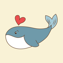 Whale Flat Design Clipart