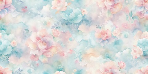 Obraz premium Soft, dreamy watercolor background featuring a blend of calming pastel hues in a seamless pattern, perfect for adding subtle elegance to any design project.