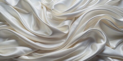 Obraz premium Softly undulating waves of pure white silk fabric flow smoothly in the background, evoking a sense of serene elegance and sophistication in this luxurious still life scene.