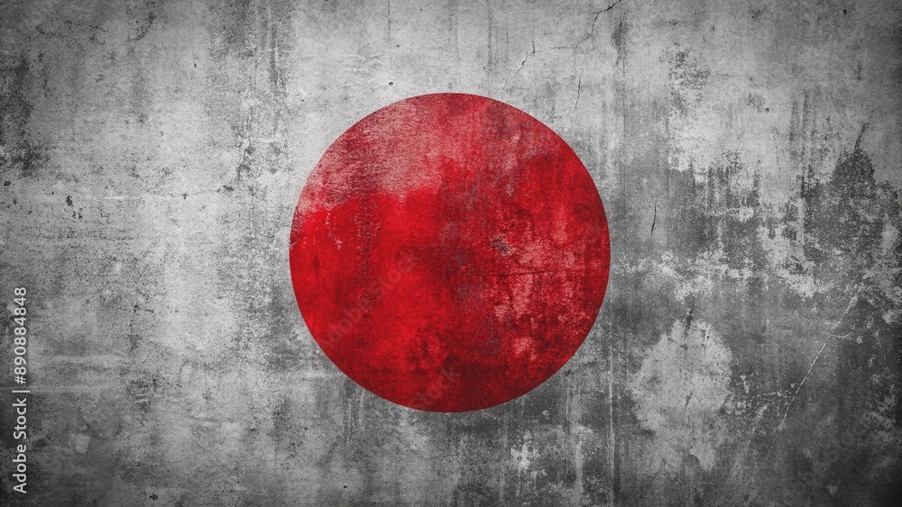 Poster japan flag with grunge effect. generative ai technology...