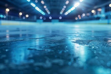 Fototapeta premium A blurry photo of an ice rink. Suitable for sports or winter-themed designs, Generative AI