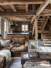 Rustic living room, rustic living space, interior design