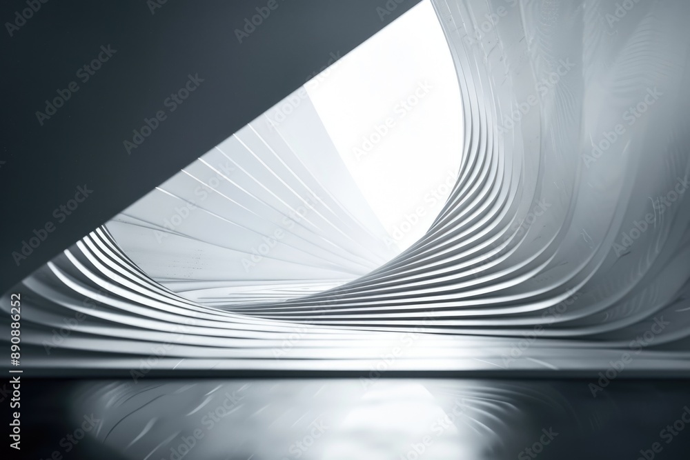 Poster A close-up shot of a curved structure in black and white, suitable for use in architecture or design-related contexts