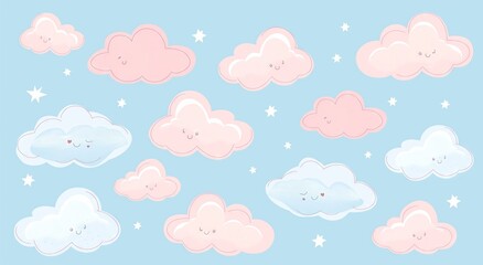 Smiling Cartoon Clouds