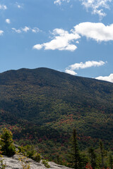 Views overlooking White Mountain National Forest during the beginning of Fall.