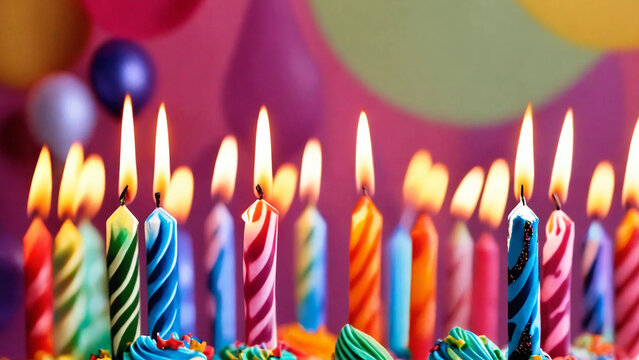 Birthday candles on white background with copyspace, 16:9, 300 dpi