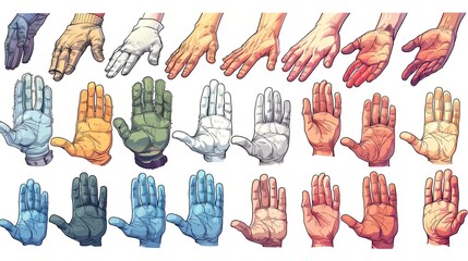 vector, illustration, Vintage cartoon hands in gloves and feet in shoes. Cute animation character body parts. Comics arm gestures and walking leg poses vector set. Different foot movements and positio