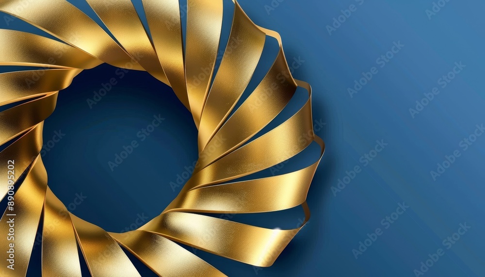Poster elegant blue background with golden abstract layers banner design and generous text space