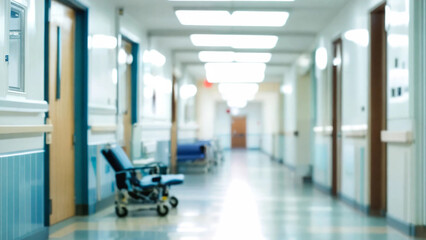 Blur image background of corridor in hospital or clinic image, 16:9, 300 dpi with copyspace