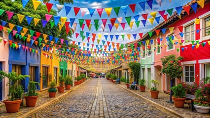 Festive retail village for Sao Joao party, offering discounts and deals for a Brazilian June festival , Sao Joao, festa junina