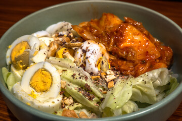 boiled egg salad with kimchi