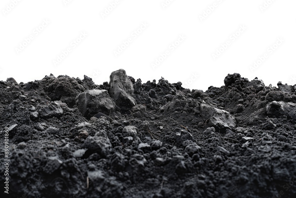 Poster A close-up shot of a heap of dirt in various textures and shapes