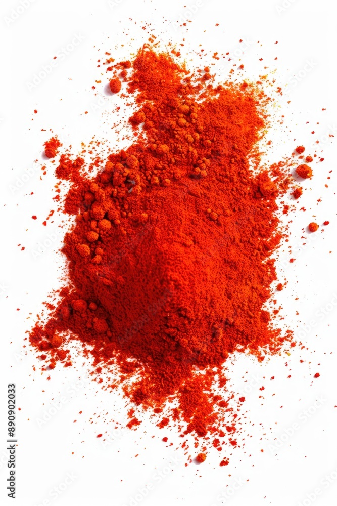 Poster a pile of red powder sits on a clean white surface, possibly used for art or science experiments
