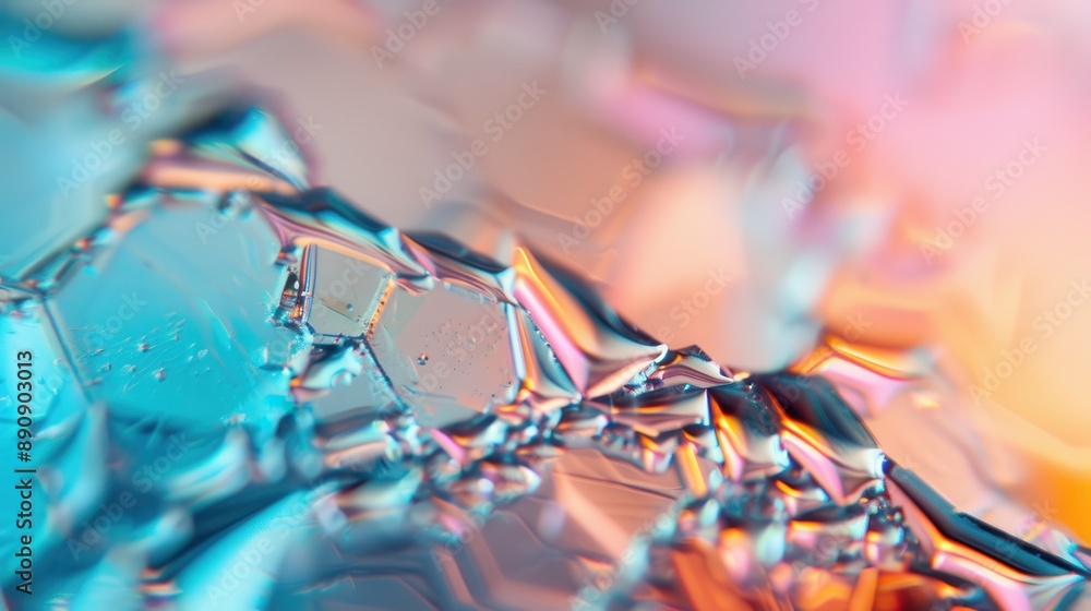 Aufkleber abstract formations of crystals in vibrant blue and pink hues create a stunning visual, capturing th