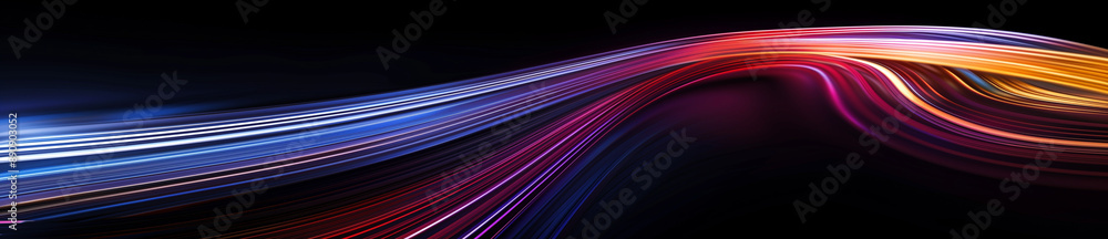 Poster abstract flow: a mesmerizing abstract image featuring vibrant, flowing lines of color against a dark