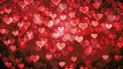 Valentines day bokeh heart background. Dark red heart bokeh texture background design