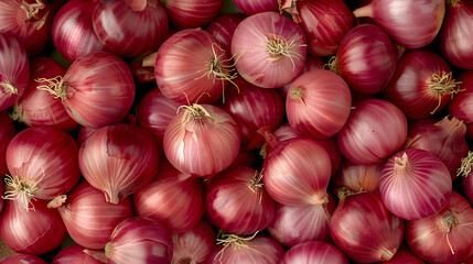 top view of bunch of red onion on the market