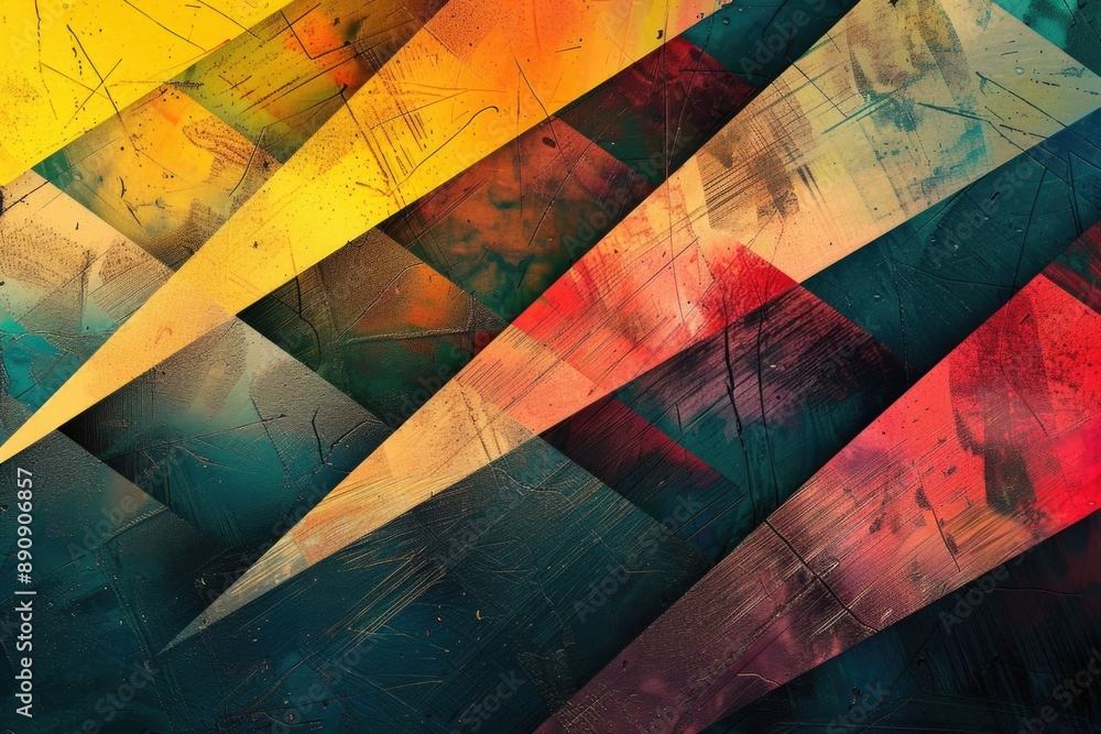 Poster Colorful abstract art featuring triangular shapes and lines