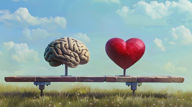 brain and heart balance,  Happiness, inner peace and harmony concept