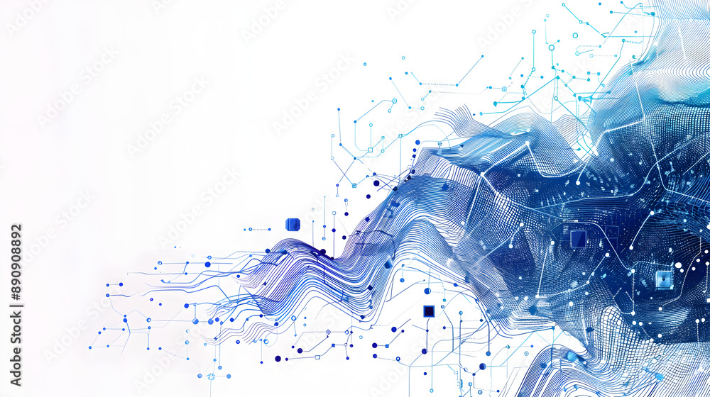 Aufkleber abstract technology background with circuit, a modern blue and white banner ad with technological ci