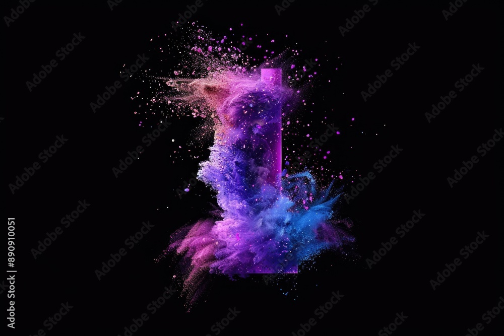 Poster a cloud of vibrant purple and blue powder is suspended in mid-air, creating a mesmerizing display of