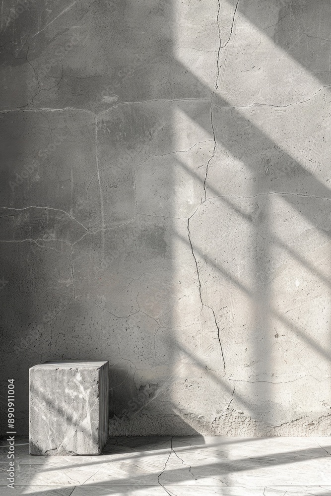 Poster A close-up view of a gray concrete block with a rough texture
