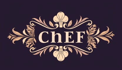Elegant minimalist restaurant logo featuring the text "chef" with a simple line art drawing of a stylish chef's hat. Clean white background