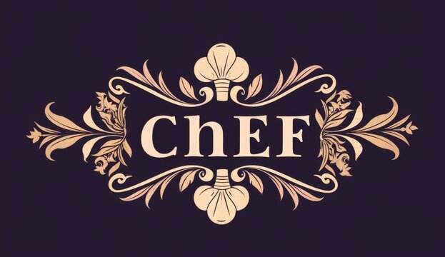 Elegant minimalist restaurant logo featuring the text "chef" with a simple line art drawing of a stylish chef's hat. Clean white background