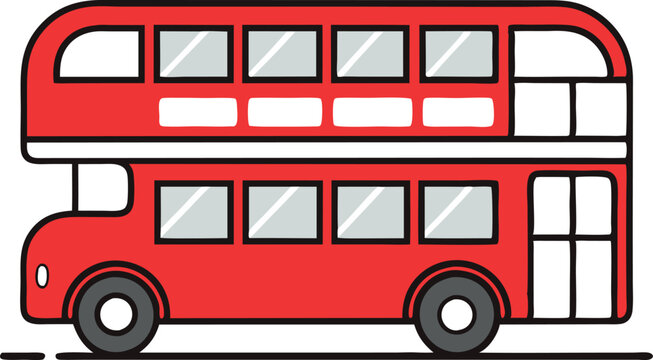red double decker bus cartoon style clip art preview