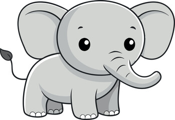 Naklejka premium Adorable cartoon baby elephant illustration that is perfect for children's books, educational materials, and playful designs.
